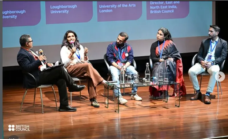 Aditi Chauhan speaking on a panel at a British Council event