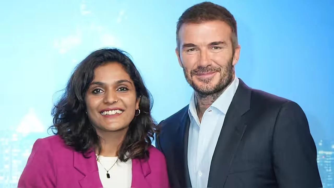 Aditi Chauhan with David Beckham.