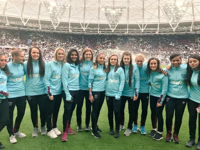 Aditi Chauhan with her West Ham United team line-up.